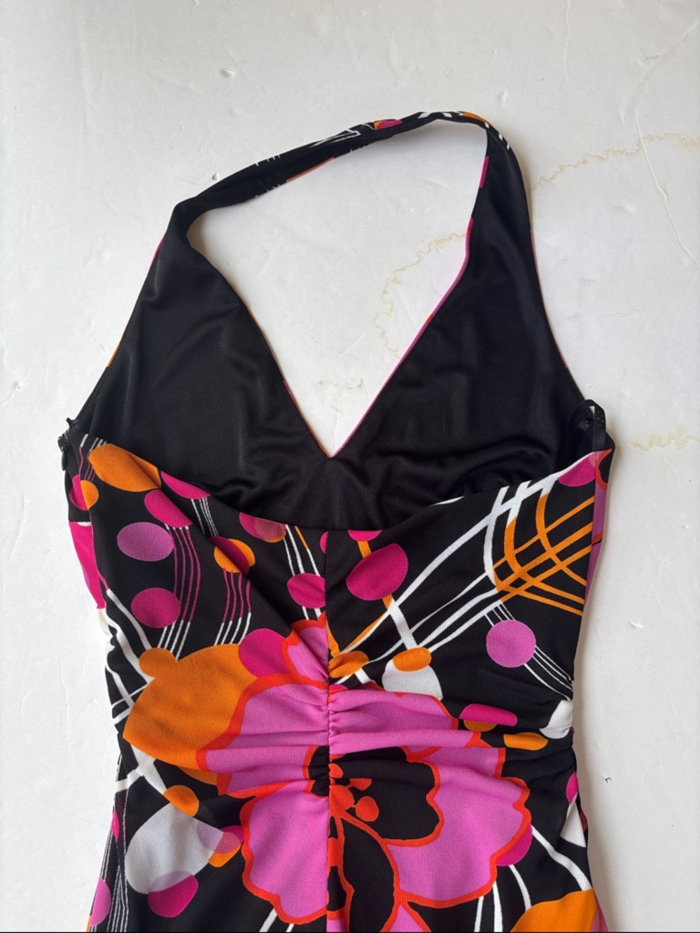 90’s Vintage David Meister Halter Dress Designer Retro Y2K Asymmetrical Midi - Picture 8 of 17